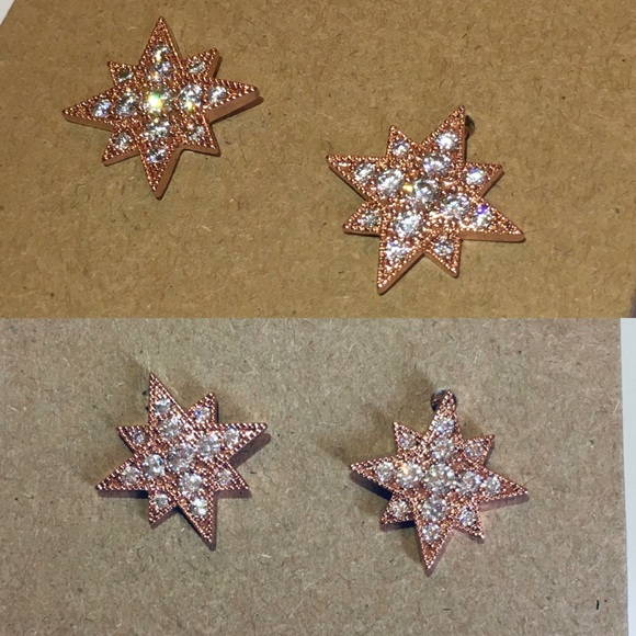 Micro Paved Starburst & Heart Stud Earrings Set - Picture 3 of 4